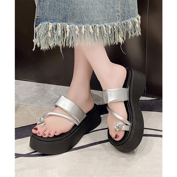厚底サンダル ハートビジュー付きミュール | Miniministore | 詳細画像11 