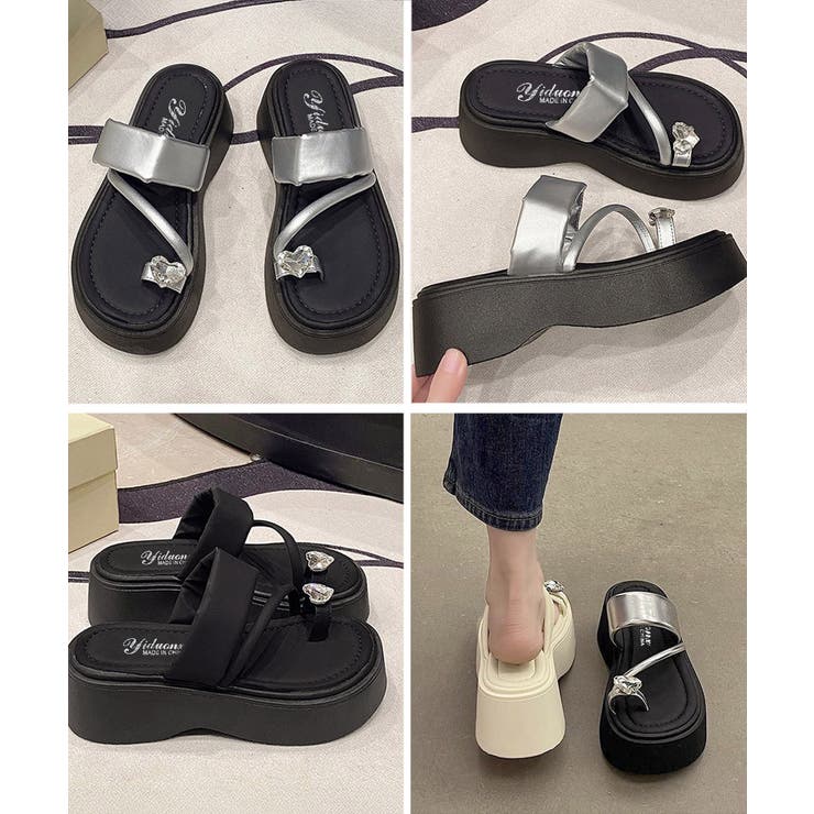 厚底サンダル ハートビジュー付きミュール | Miniministore | 詳細画像19 