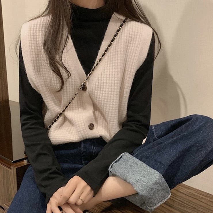 Vネック ニットベスト レディース | Miniministore | 詳細画像5 