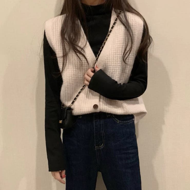 Vネック ニットベスト レディース | Miniministore | 詳細画像6 