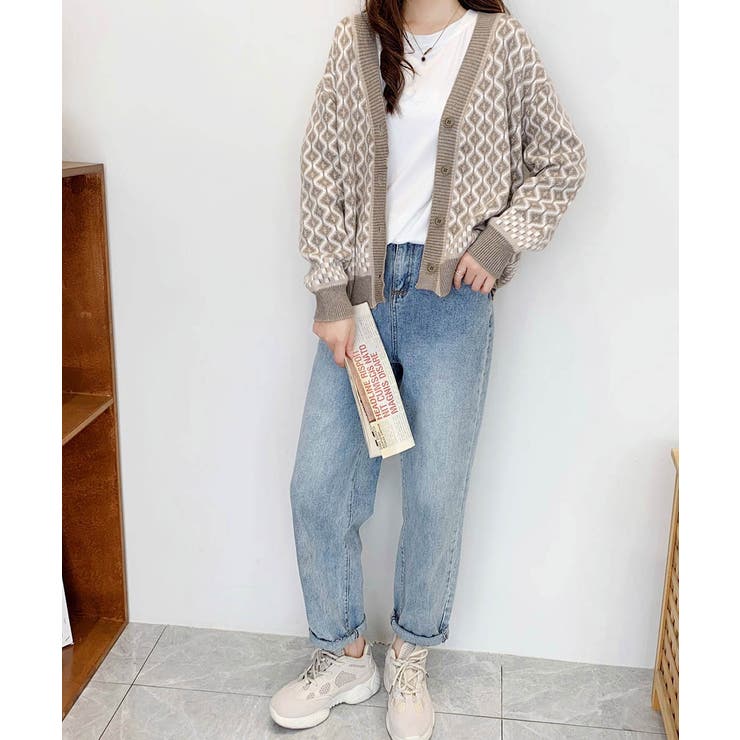 ジャガード編みニットカーディガンVネック | Miniministore | 詳細画像11 