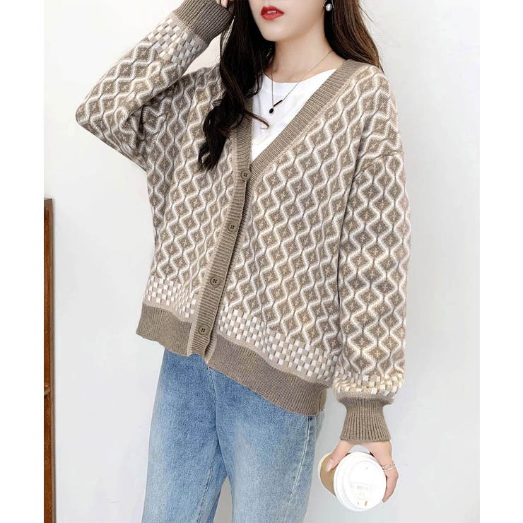 ジャガード編みニットカーディガンVネック | Miniministore | 詳細画像12 