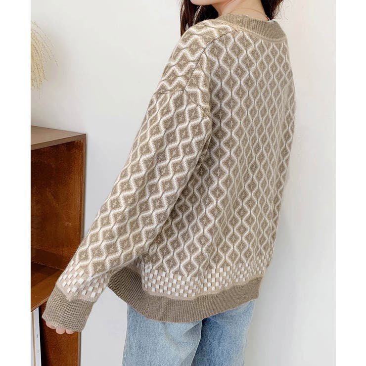 ジャガード編みニットカーディガンVネック | Miniministore | 詳細画像13 