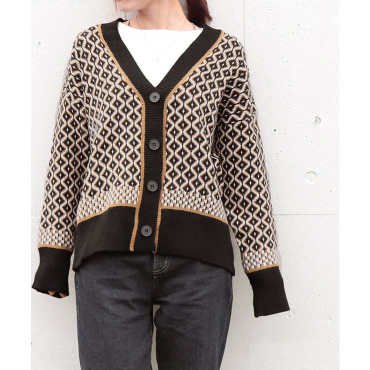 ジャガード編みニットカーディガンVネック | Miniministore | 詳細画像19 