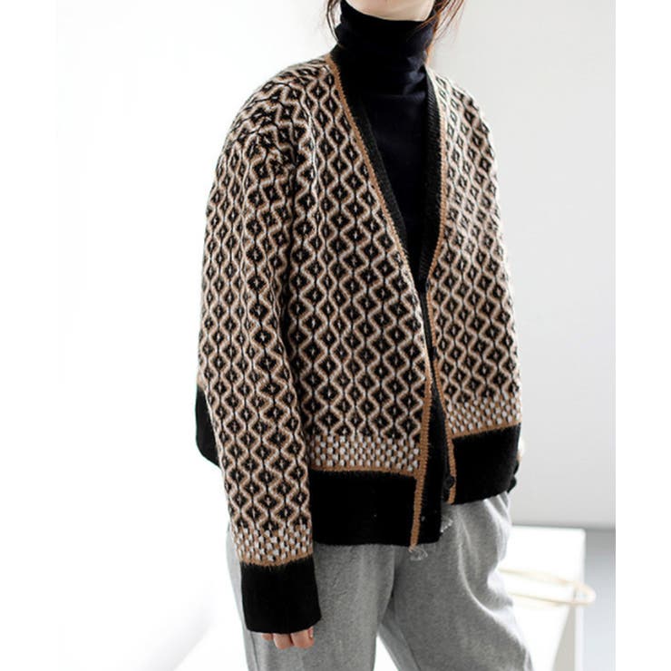 ジャガード編みニットカーディガンVネック | Miniministore | 詳細画像7 