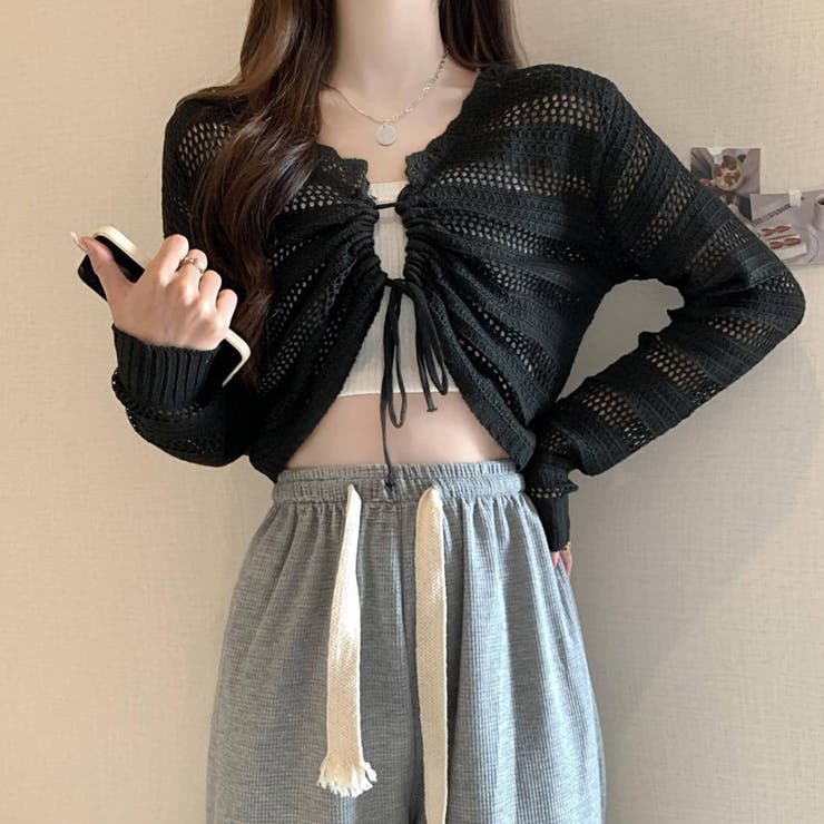 ☪️徳田出品です☪️レディースセットアップ✨ラウンド未使用品✨Mサイズ⛳️ フロントドロストニットトップスレディース[品番:II000009196