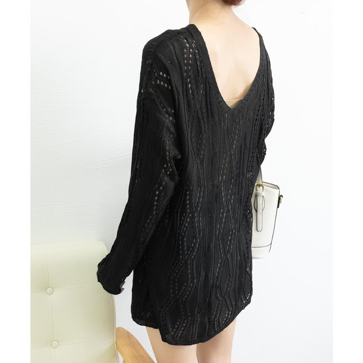 透かし編み ニットトップス レースアップ | Miniministore | 詳細画像16 