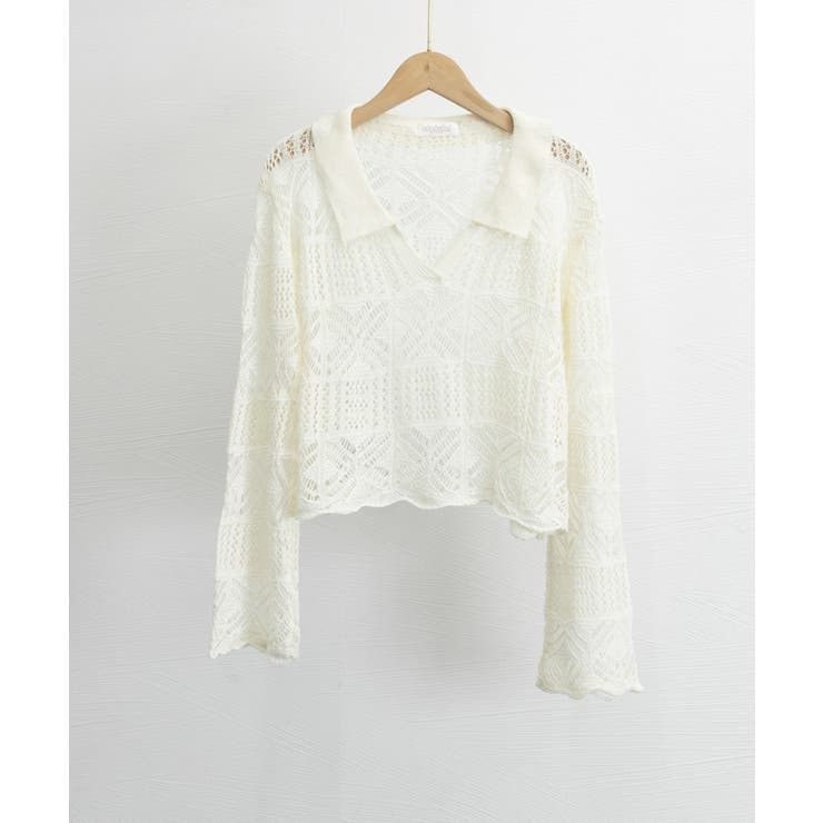 透かし編み ニットトップス ベルスリーブ | Miniministore | 詳細画像16 