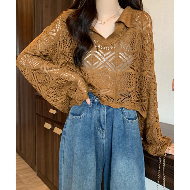 透かし編み ニットトップス ベルスリーブ | Miniministore | 詳細画像5 