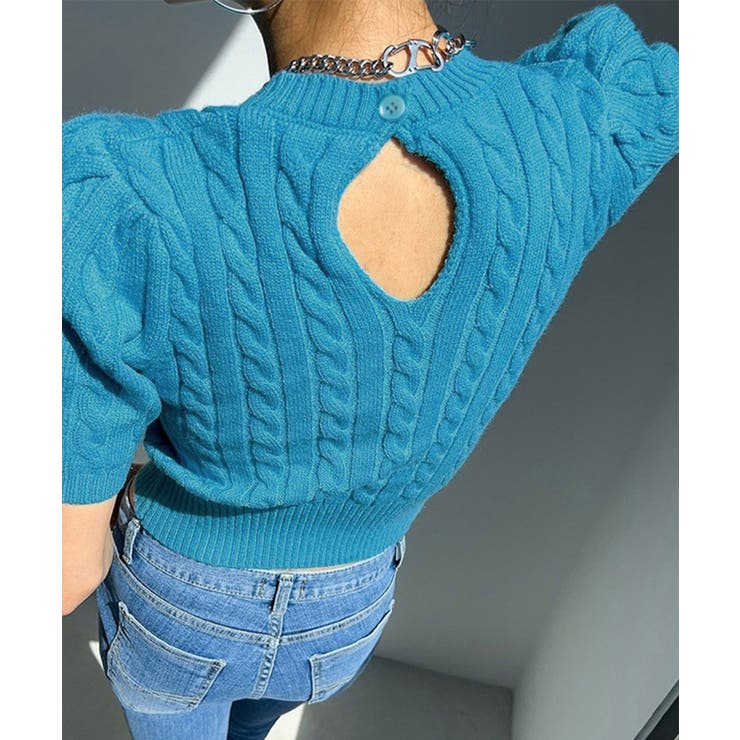 ケーブル編みニットトップス パフスリーブ | Miniministore | 詳細画像5 
