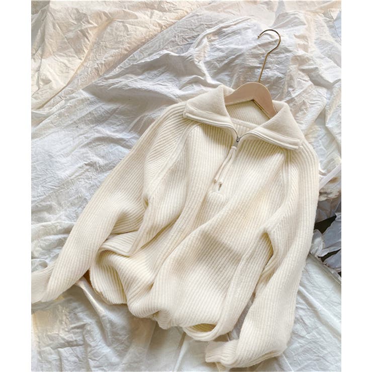 ハーフジップニットセータースタンドカラー | Miniministore | 詳細画像10 