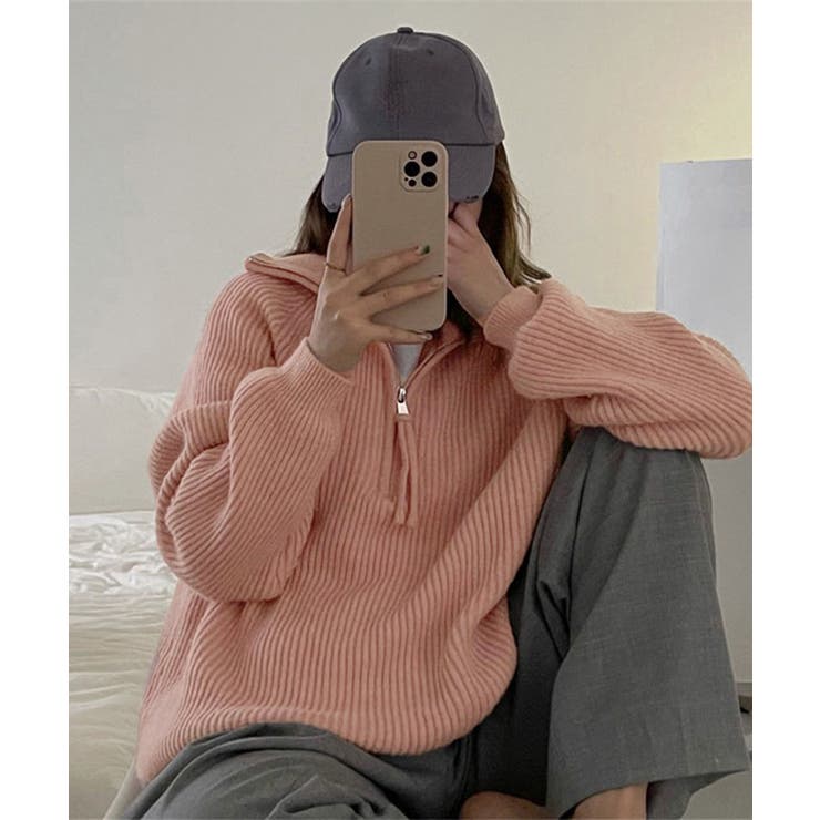 ハーフジップニットセータースタンドカラー | Miniministore | 詳細画像17 