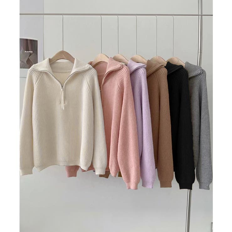 ハーフジップニットセータースタンドカラー | Miniministore | 詳細画像22 