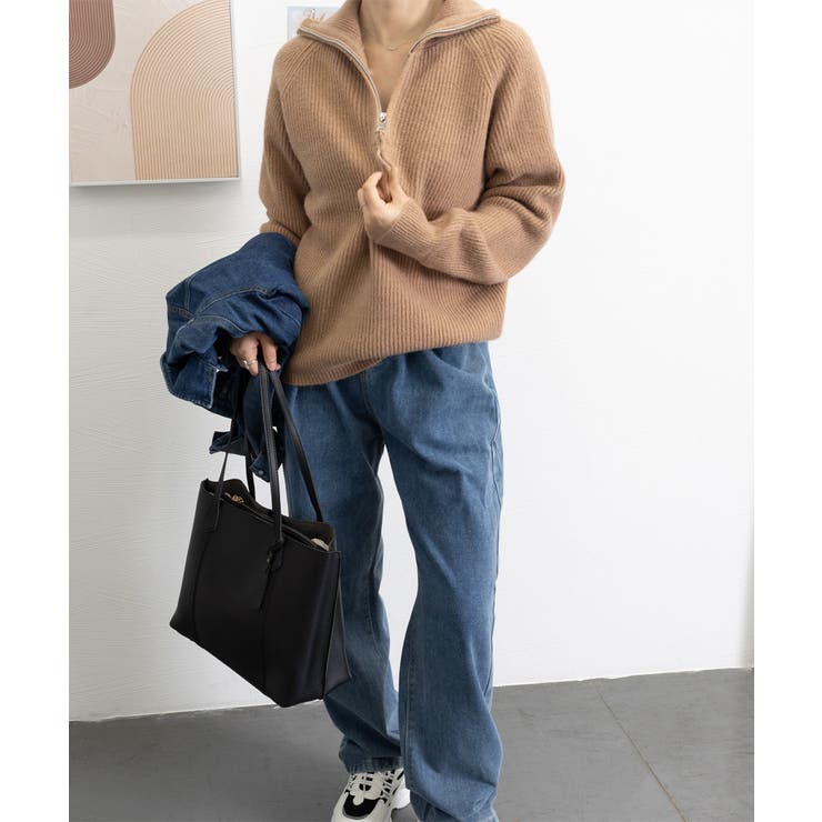 ハーフジップニットセータースタンドカラー | Miniministore | 詳細画像23 