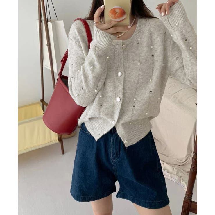 パール付き ニットカーディガン大人可愛い | Miniministore | 詳細画像3 