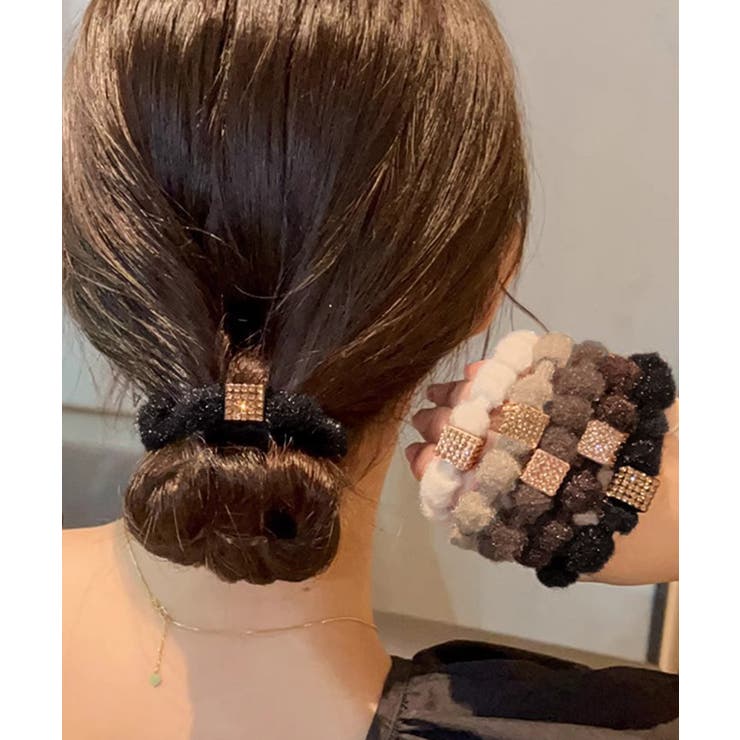 キラキラビーズ付ファーヘアゴム5本組上品 | Miniministore | 詳細画像3 