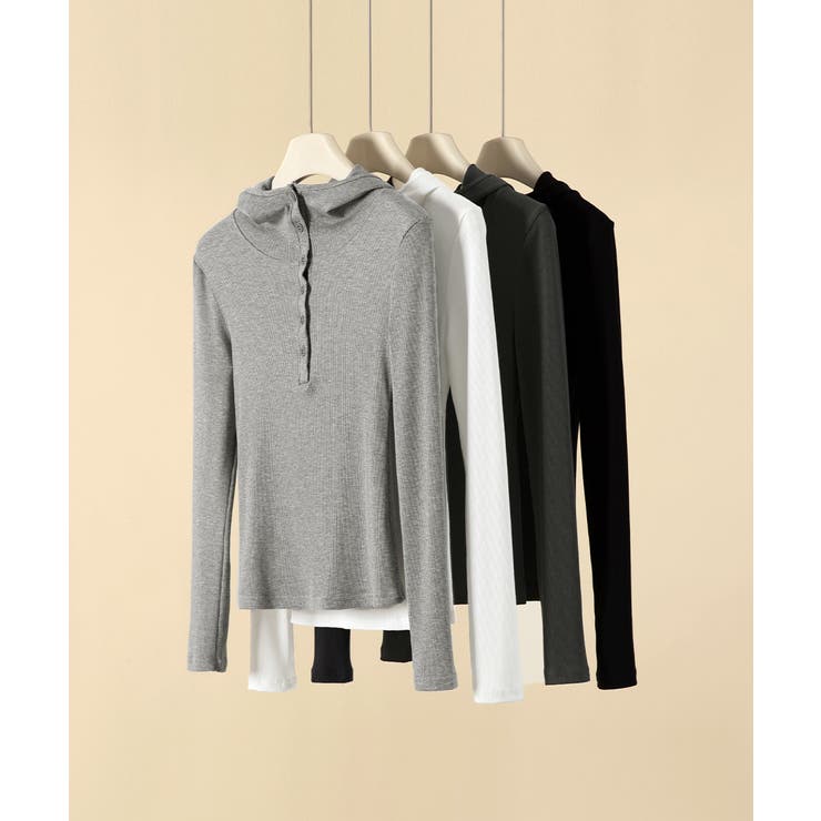 フード付きリブカットソーレディース長袖T | Miniministore | 詳細画像15 