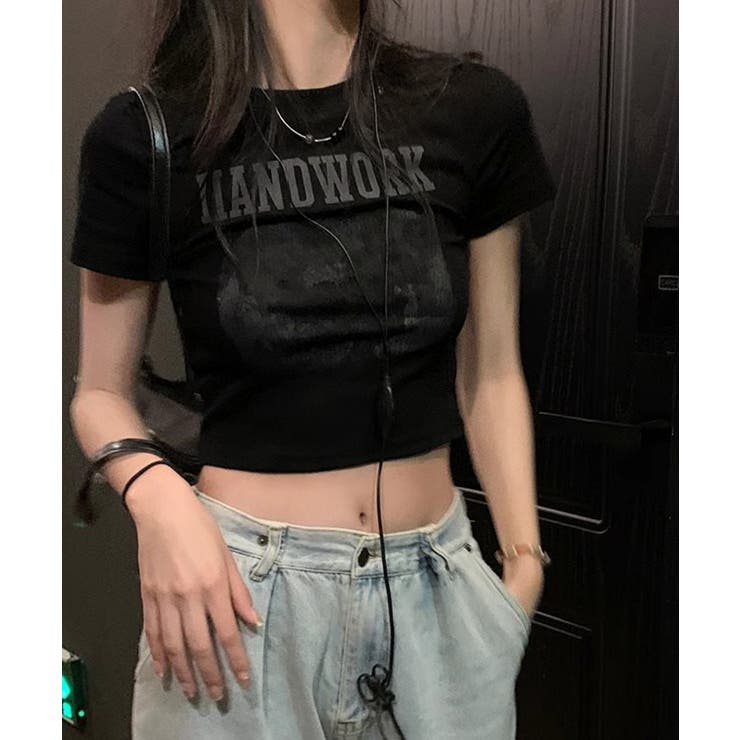 クロップド丈ロゴチビTシャツカットソー夏 | Miniministore | 詳細画像5 