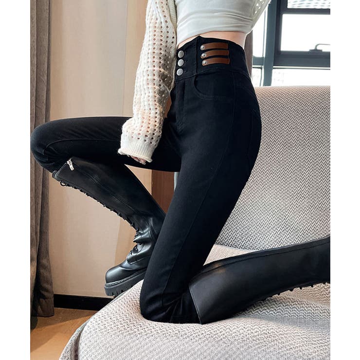 ベルトデザイン スキニーデニムパンツ美脚 | Miniministore | 詳細画像11 