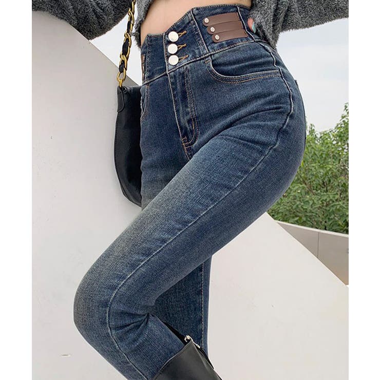 ベルトデザイン スキニーデニムパンツ美脚 | Miniministore | 詳細画像14 