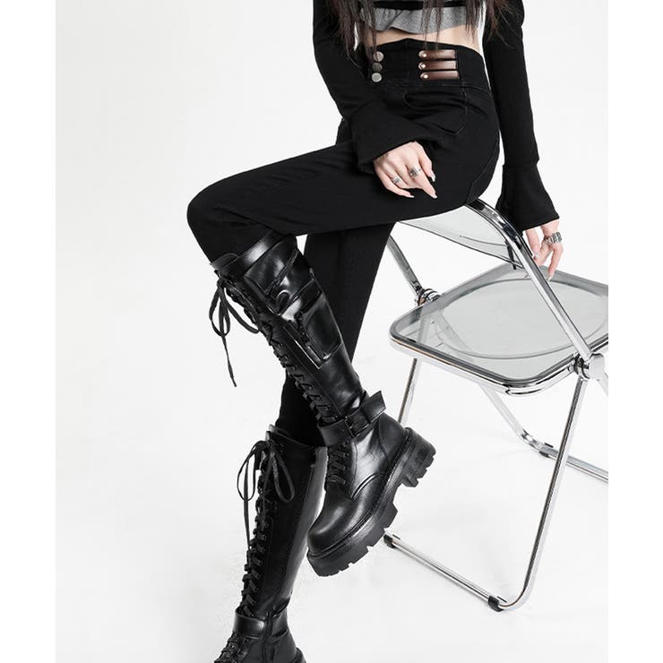 ベルトデザイン スキニーデニムパンツ美脚 | Miniministore | 詳細画像21 