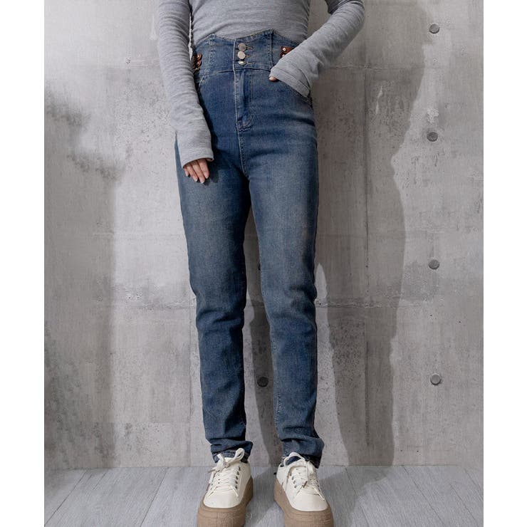 ベルトデザイン スキニーデニムパンツ美脚 | Miniministore | 詳細画像22 