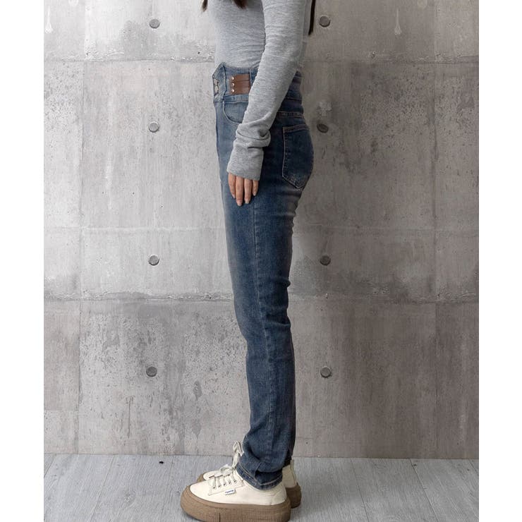 ベルトデザイン スキニーデニムパンツ美脚 | Miniministore | 詳細画像23 