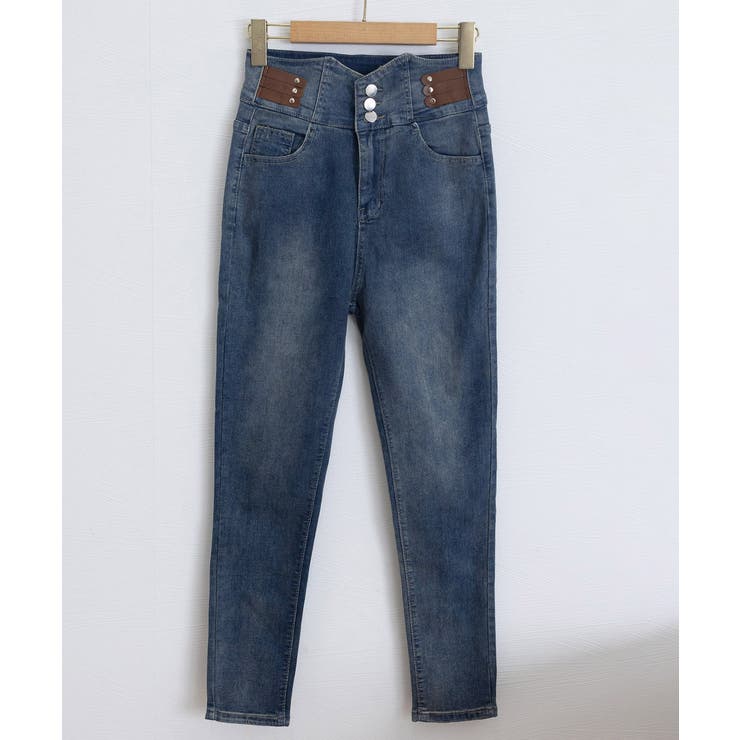 ベルトデザイン スキニーデニムパンツ美脚 | Miniministore | 詳細画像25 