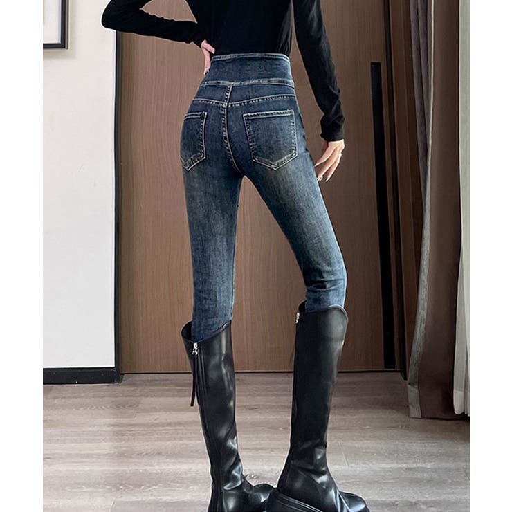 ベルトデザイン スキニーデニムパンツ美脚 | Miniministore | 詳細画像3 