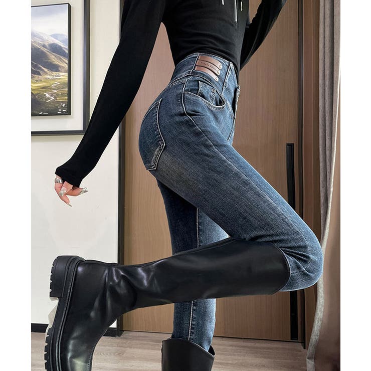 ベルトデザイン スキニーデニムパンツ美脚 | Miniministore | 詳細画像5 