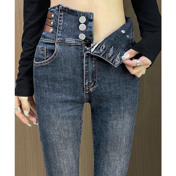 ベルトデザイン スキニーデニムパンツ美脚 | Miniministore | 詳細画像7 