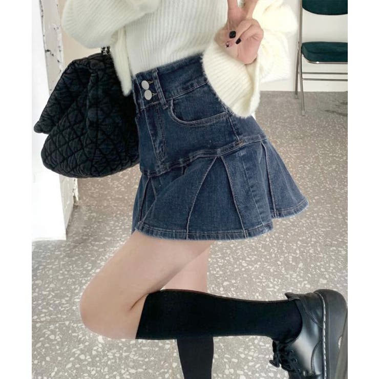 プリーツデニムスカート韓国風ミニスカート | Miniministore | 詳細画像2 