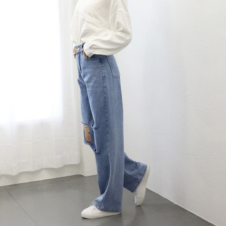ダメージ デニムパンツ ハイウエスト美脚 | Miniministore | 詳細画像5 