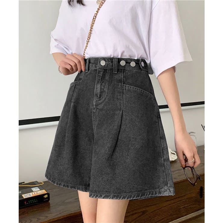 ウエスト調節可能デニムショートパンツ美脚 | Miniministore | 詳細画像10 