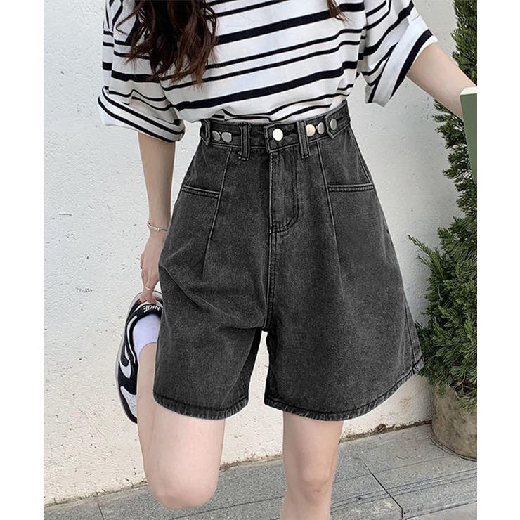 ウエスト調節可能デニムショートパンツ美脚 | Miniministore | 詳細画像11 