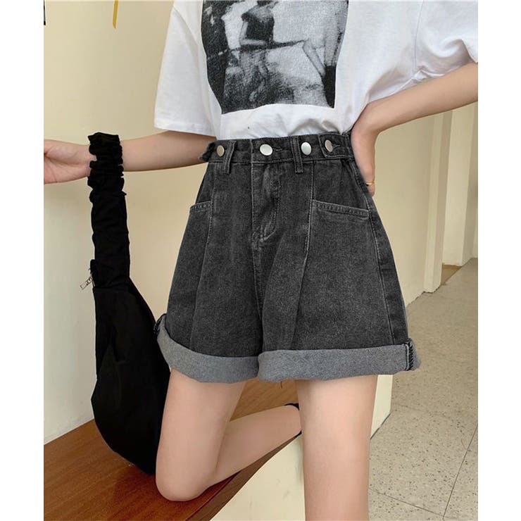 ウエスト調節可能デニムショートパンツ美脚 | Miniministore | 詳細画像12 