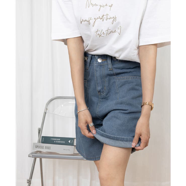 ウエスト調節可能デニムショートパンツ美脚 | Miniministore | 詳細画像16 