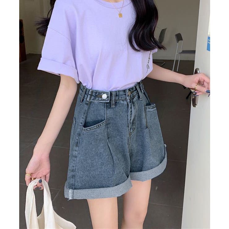 ウエスト調節可能デニムショートパンツ美脚 | Miniministore | 詳細画像3 