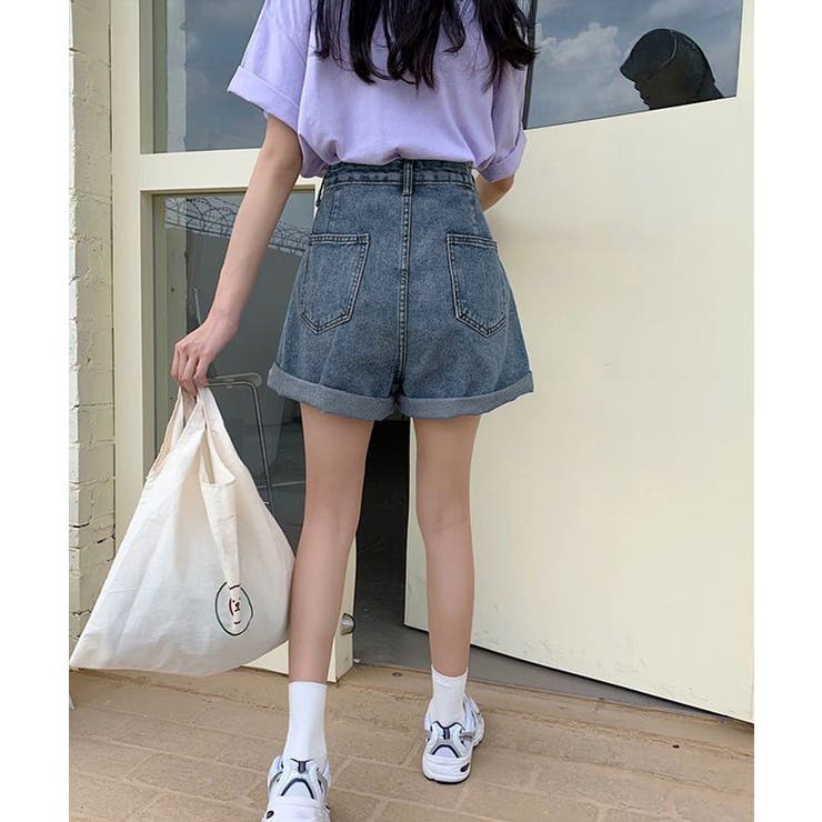 ウエスト調節可能デニムショートパンツ美脚 | Miniministore | 詳細画像4 