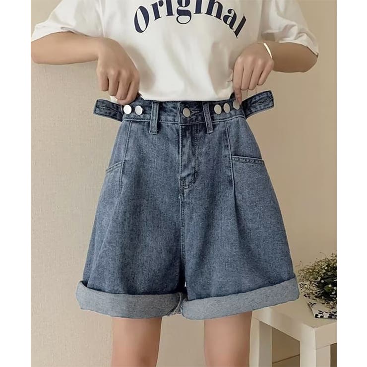 ウエスト調節可能デニムショートパンツ美脚 | Miniministore | 詳細画像5 