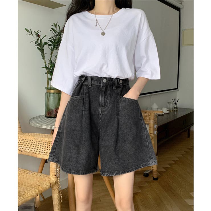 ウエスト調節可能デニムショートパンツ美脚 | Miniministore | 詳細画像9 