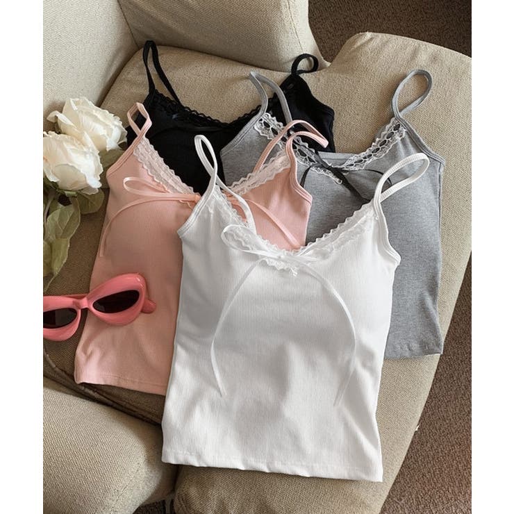 キャミソール LACE TRIM CAMI/レーストリムキャミ カップ付きキャミソールレーストリムキャミ[品番：II000012610