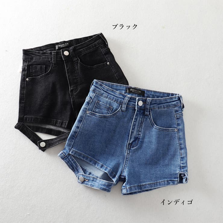 Amazon.co.jp: デニムショートパンツ 女性のハイウエストの