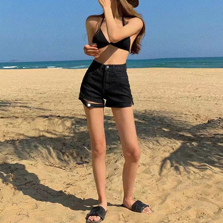 デニムパンツ ビーチショートパンツ着やせ[品番：II000010843
