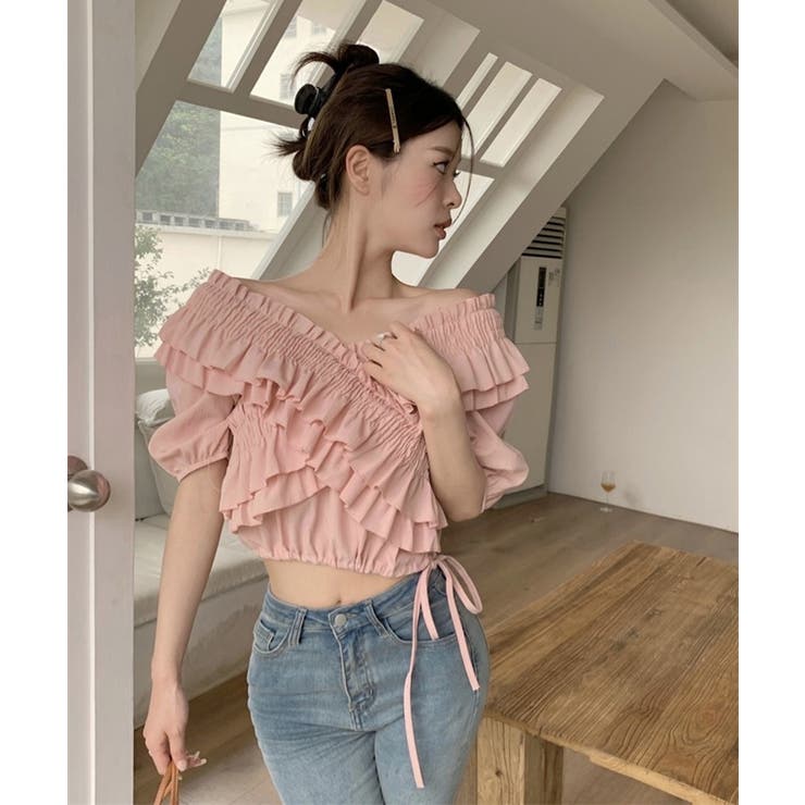 フリルブラウス シャーリングブラウス半袖 | Miniministore | 詳細画像13