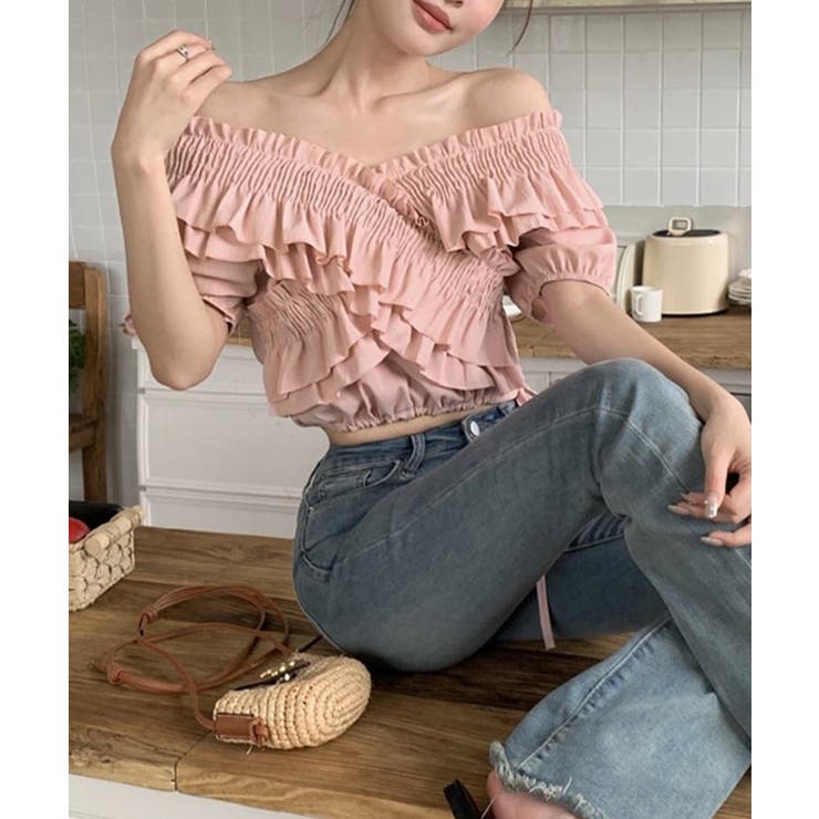 フリルブラウス シャーリングブラウス半袖 | Miniministore | 詳細画像15