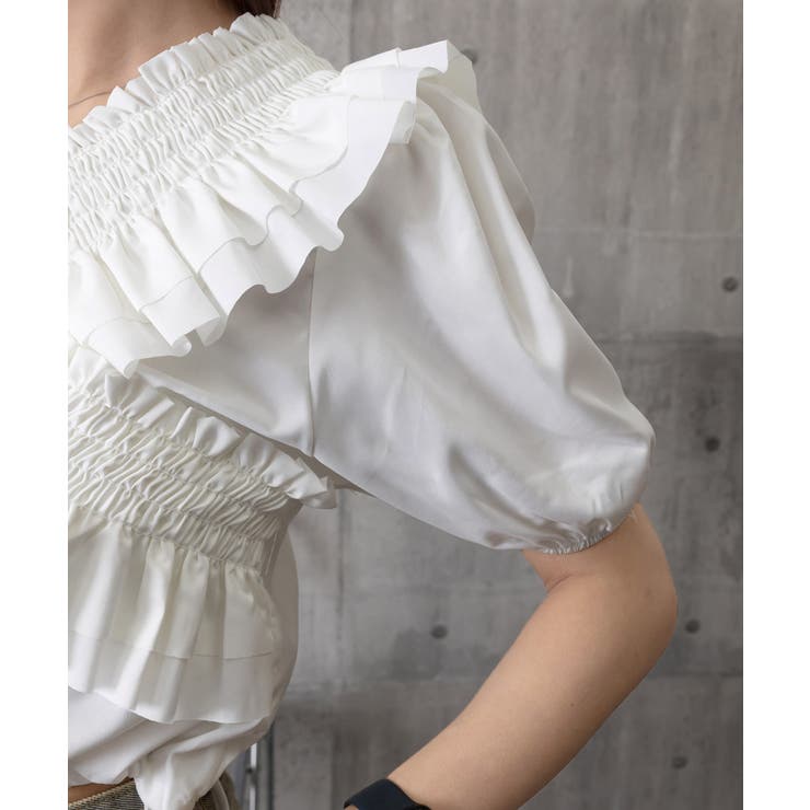 フリルブラウス シャーリングブラウス半袖 | Miniministore | 詳細画像17