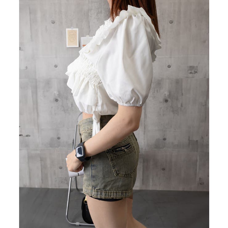 フリルブラウス シャーリングブラウス半袖 | Miniministore | 詳細画像18