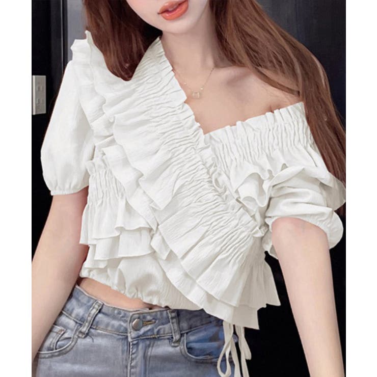 フリルブラウス シャーリングブラウス半袖 | Miniministore | 詳細画像2