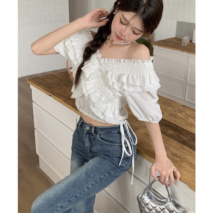 フリルブラウス シャーリングブラウス半袖 | Miniministore | 詳細画像5